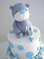 Teddy Christening cake with polka dots